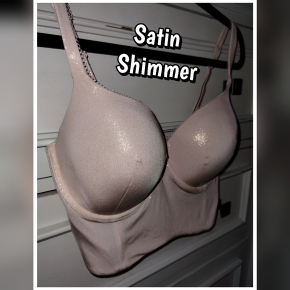 Victoria's Secret Body By Victoria Light Pink Shimmer Bustier Bra 34DDD - Picture 2 of 9